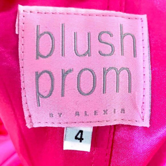 Strapless Barbie Pink Gown 4 Rhinestone Embellished Flowing Chiffon Skirt Prom - Picture 10 of 12